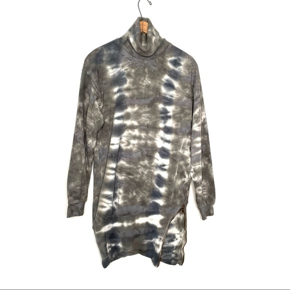 Young Fabulous & Broke Dresses & Skirts - Young Fabulous & Broke | Turtle Neck Side Hem Zipper Tie Dye Sweater Dress